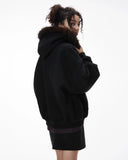 Faux Fur Collar Zip Up Hoodie Jacket  | Inflation Streetwear INFLATION