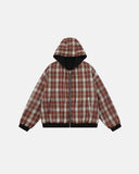 Reversible Plaid Boxy Zip Up Hoodie | Inflation Streetwear