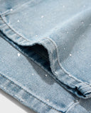 Shiny Rhinestone Wavy Baggy Jeans I Inflation Streetwear INFLATION