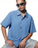Plaid Script Embroidered Short-Sleeve Shirt | Inflation Streetwear INFLATION