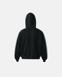 back product view of black colorblock zip up hoodie