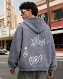 INFLATION Graffiti Washed Zip Up Hoodies INFLATION