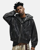 Faux Fur Collar PU Leather Jacket | Inflation Streetwear