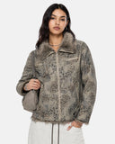 Leopard Faux Fur Collar Jacket | Inflation Streetwear