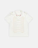red star embroidery detail on polo collar