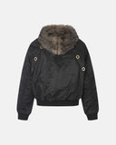 Faux Fur Grommet Hooded Bomber Jacket | Inflation Streetwear