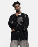 Distressed Skull Knit Sweater | Inflation Streetwear