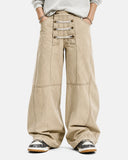 washed cotton wide leg pants men
