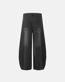 black washed barrel jeans product front view