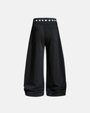 black striped graphic barrel sweatpants back view