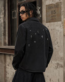 Starry Cross Rhinestone Washed Denim Shirt | Inflation Streetwear INFLATION