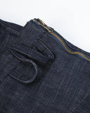 raw jeans with side zipper detail