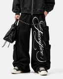 Script Graphic Wide Leg Cargo Pants | Inflation Streetwear