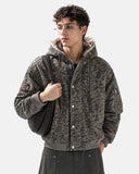 Camo Faux Fur Hooded Bomber Jacket | Inflation Streetwear