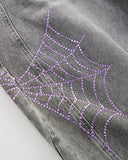 Spider Graphic Rhinestone Barrel Jeans | Inflation Streetewear INFLATION