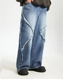 Blue Frayed Acid Wash Pants | Inflation Streetwear INFLATION