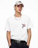 model wearing plain cotton short sleeve t-shirt close up