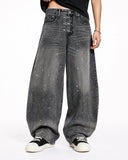baggy barrel jeans with clasp closure