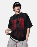 Gothic Letter Print Cotton T-Shirt | Inflation Streetwear