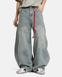 rope belt barrel jeans styled with streetwear outfit