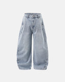 Acid Washed Distressed Barrel Jeans | Inflation Streetwear INFLATION