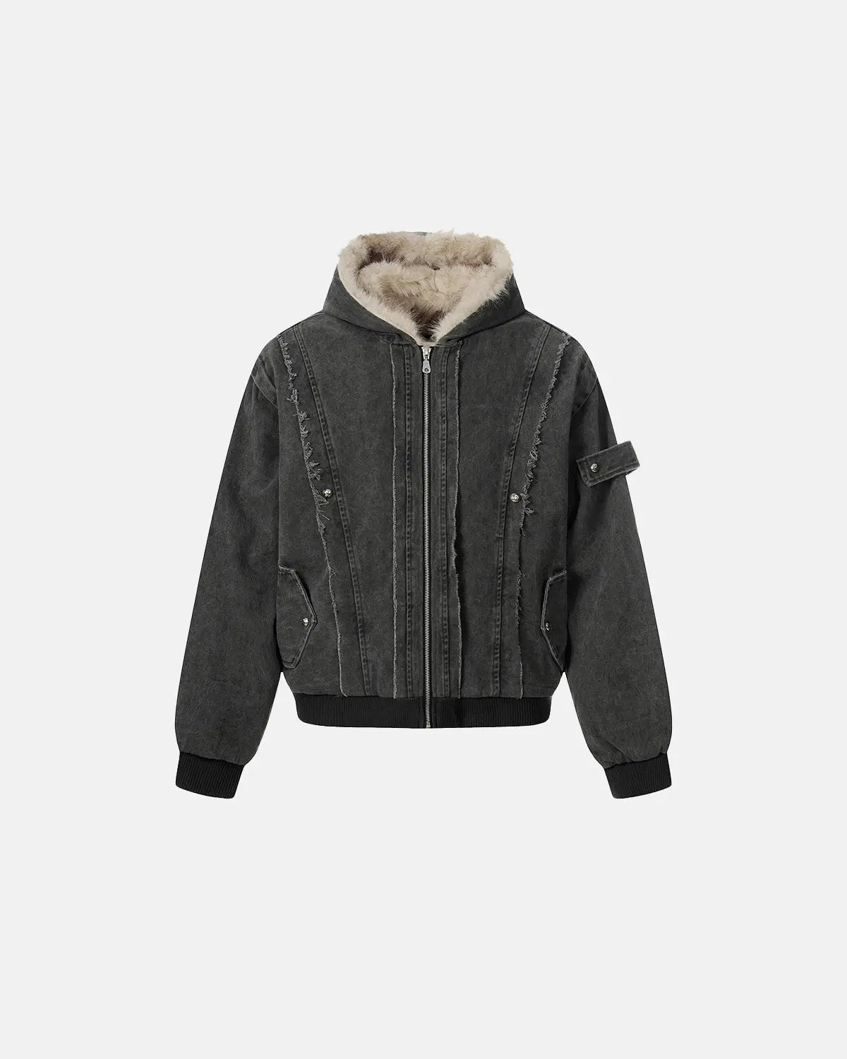 Faux Fur Lined Washed Hooded Jacket | Inflation Streetwear – INFLATION