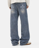 Bamboo Weave Embroidered Bootcut Jeans | Inflation Streetwear