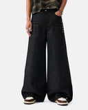 Black Graphic Wide Leg Pants | Inflation Streetwear