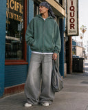 INFLATION Washed Distressed Fleece Zip Up Hoodies INFLATION