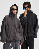Distressed Stiching Aicd Wash Zip Up Hoodies | Inflation Streetwear INFLATION