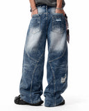 Cinch Back Deconstructed Distressed Barrel Jeans | Inflation Streetwear INFLATION