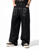 Rhinestone Number Wide Leg Jeans | Inflation Streetwear INFLATION