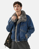 Faux Fur Padded Boxy Denim Jacket | Inflation Streetwear