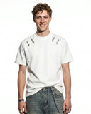 white cotton buckle accent streetwear shirt