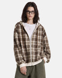 Reversible Plaid Boxy Zip Up Hoodie | Inflation Streetwear