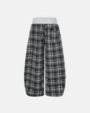 Rhinestone Script Plaid Barrel Pants | Inflation Streetwear