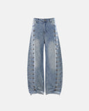 Button-Tab Washed Barrel Jeans | Inflation Streetwear