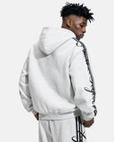 Script Graphic Boxy Zip Up Hoodie | Inflation Streetwear