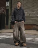 Brown Acid Wash Barrel Jeans | Inflation Streetwear INFLATION