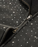 Distressed Washed Fleece Rhinestone Zip Up Hoodies | Inflation Streetwear INFLATION