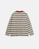 Retro Striped Lace-Up Polo Shirt | Inflation Streetwear