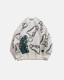 Dinosaur Graphic Crew Neck Knit Sweater | Inflation Streetwear