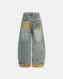 Leopard Pactchwork Embroidery Baggy Jeans | Inflation Streetwear INFLATION