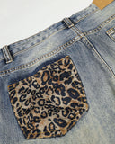 Leopard Detail Distressed Baggy Jeans | Inflation Streetwear