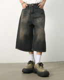 Vintage faded denim jorts straight leg fit