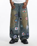 Patch Embroidery Washed Barrel Jeans | Inflation Streetwear INFLATION