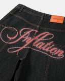 Back Script Graphic Barrel Jeans | Inflation Streetwear