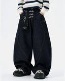 metal clasp raw barrel jeans front view