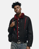 Red Faux Fur Denim Jacket | Inflation Streetwear