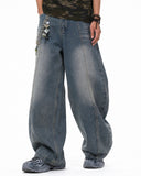 Deconstructed Washed Barrel Jeans | Inflation Streetwear INFLATION